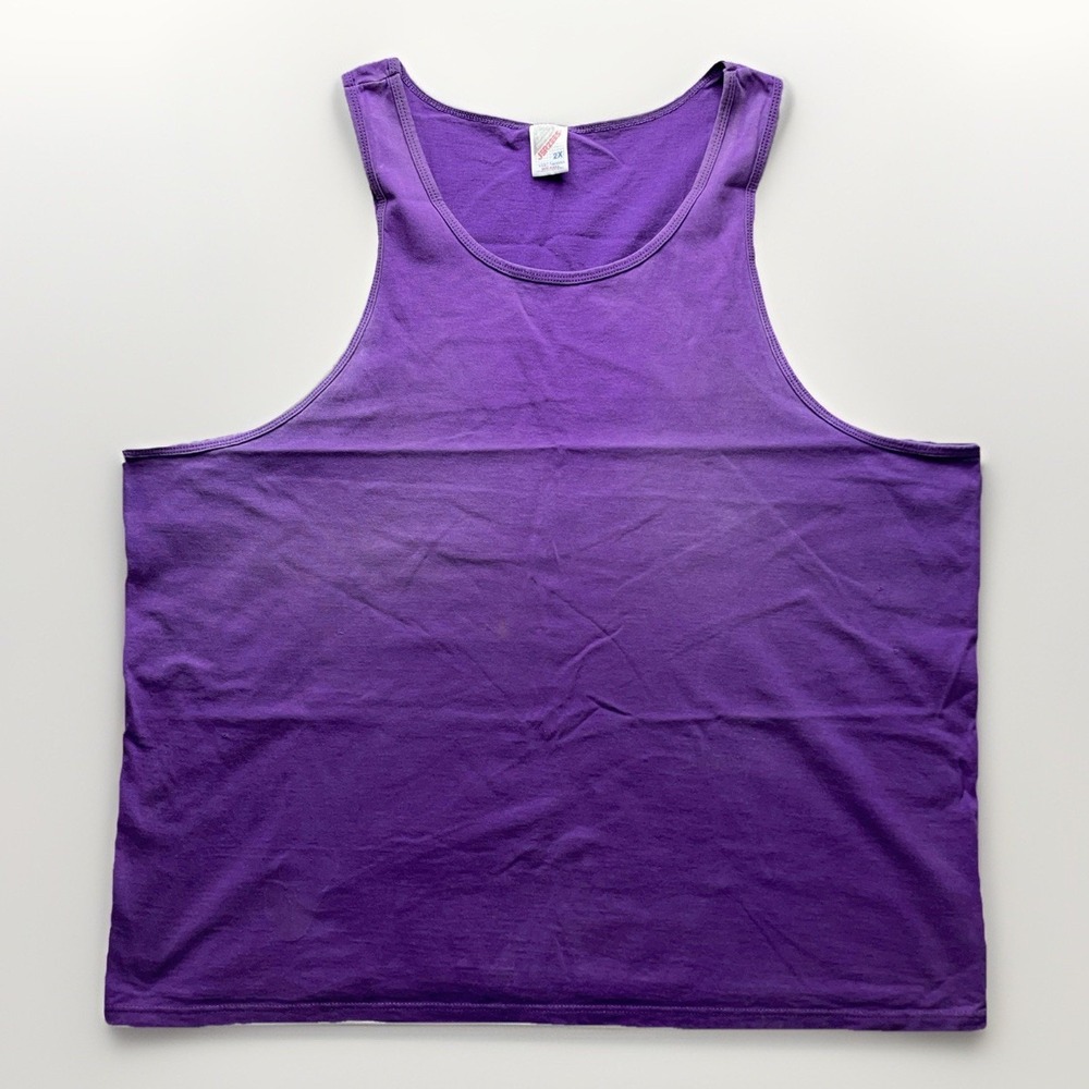 Vintage 90s Jerzees Tank Top Mens 2XL Purple Made In USA Sleeveless Muscle Tee